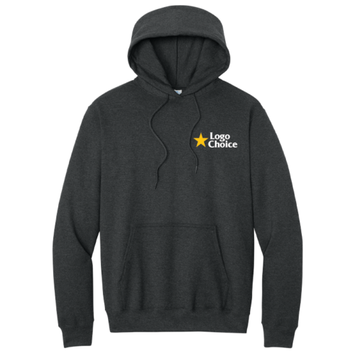 PC90H-blackheather Port & Co Essential Fleece Pullover Hooded Sweatshirt