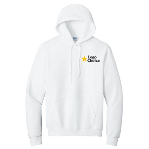 PC90H-white Port & Co Essential Fleece Pullover Hooded Sweatshirt